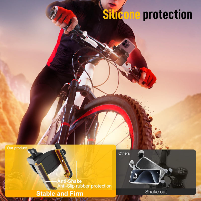 Moman Bike Phone Holder, PMS1 Universal Motorcycle Phone Mount【Unobstructed Lens】 360° Rotatable Quick Release Compatible with iPhone Samsung 4.5”-7.0” Phone, Motorcycle-Phone-Holder-Motorbike-Mount