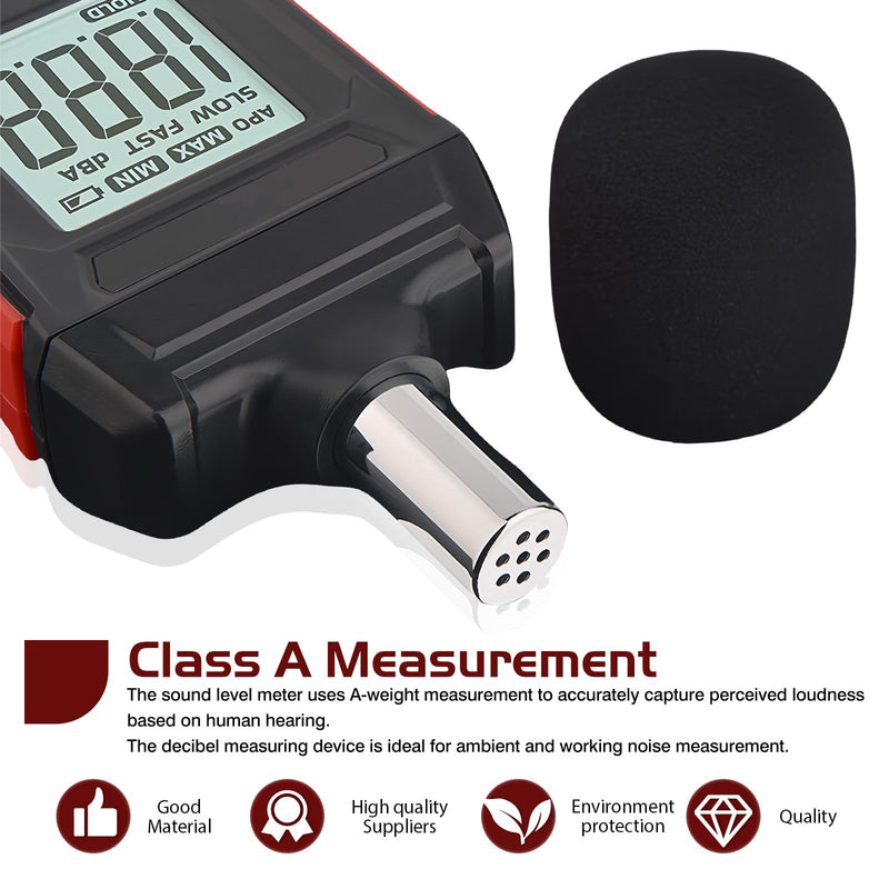 Sound Level Meter Decibel Meter 30-130 dB(A) Digital Meter with Record, Portable Sound Level Meter Calibrated LCD Display for Office, Industry & Noise Measurement