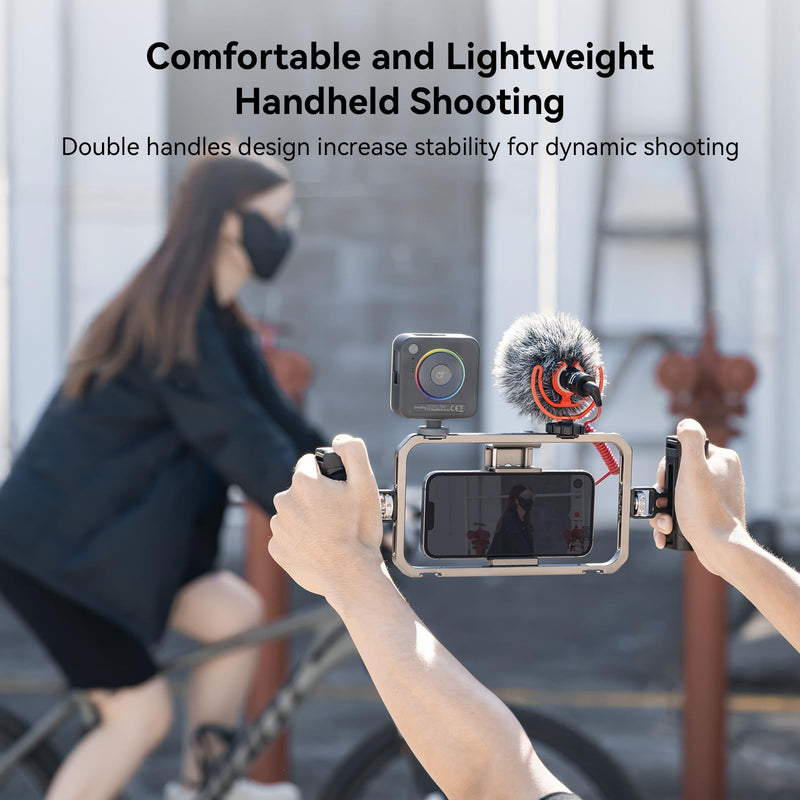 SmallRig Universal Phone Cage, Smartphone Video Rig Kit with Handles, Handheld Filmmaking Vlogging Case Stabilizer for Videomaker, for iPhone for Samsung for Pixel and Other Android Phones Cage w/ Dual Handles