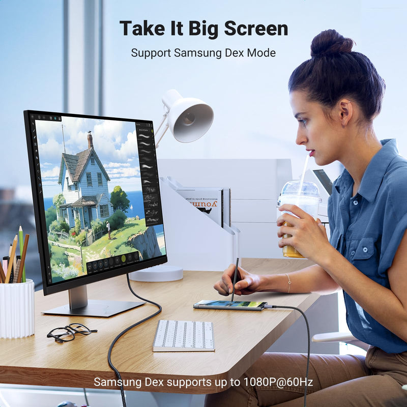UGREEN USB C to HDMI Cable 8K@60Hz 4K@240Hz Thunderbolt 4/3 Type C to HDMI 2.1 Cable 48Gbps HDR HDCP2.3 Compatible for MacBook Pro Air iPad, Mac mini, iPhone 17 ProMax, Galaxy S26, Pixel 9, XPS, 10FT