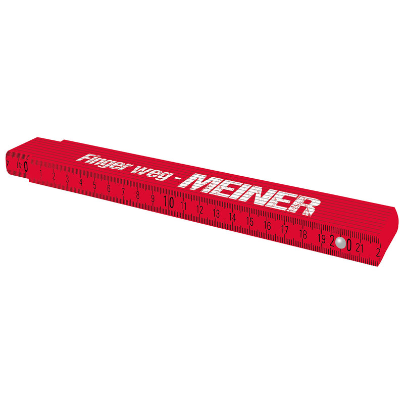 TOX folding rule 2m in red - meter rule with Finger Weg Meiner print - folding rule made of beech wood with angle measuring function and colored decimal numbers - accuracy class III - 9969006-1 piece