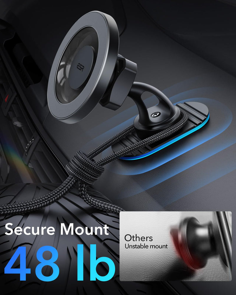 ESR for MagSafe Car Mount (HaloLock), Air Vent/Dashboard Magnetic Phone Holder for Car, Car Phone Holder Mount for iPhone 15/14/13/12, Strong Magnets, Car Accessories, Charging Not Supported, Grey