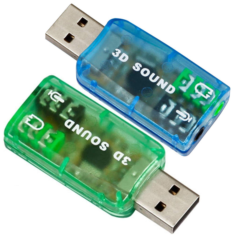 USB Sound Adapter, (3 Pack) 3.5mm Headphone and Microphone Jacks External Stereo Sound Card Plug and Play No Drivers Needed Compatible Windows,Linux, PC, Notebook, Desktop, PS4 (Three Colors)