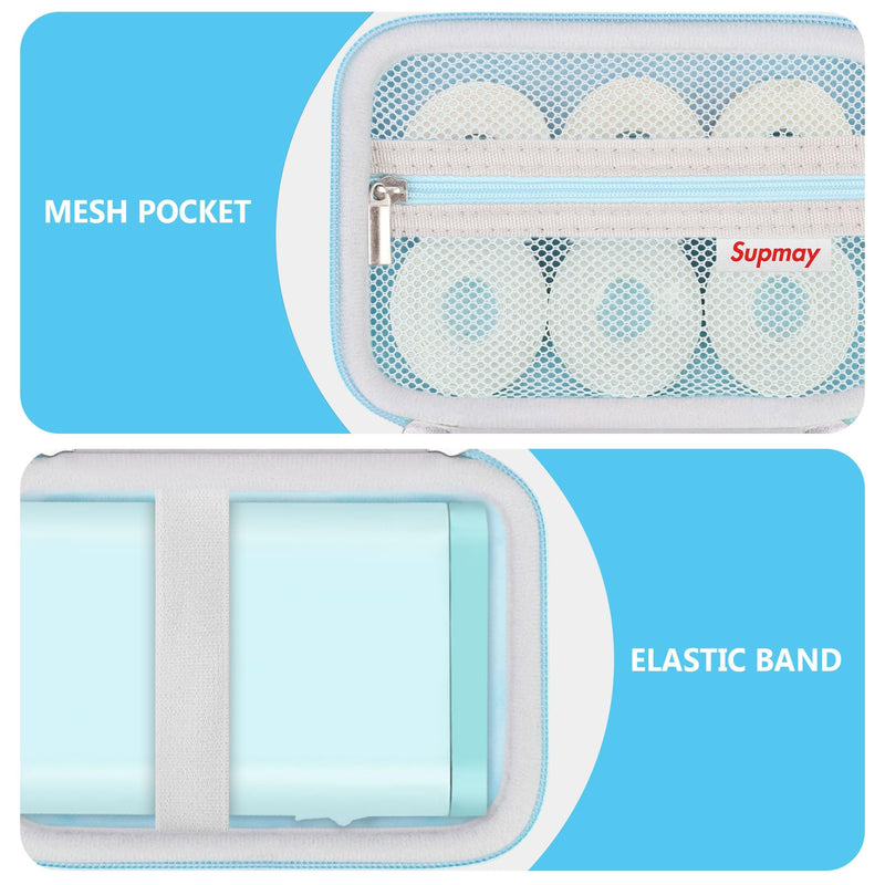 Hard Case Compatible with Nelko P21/for Phomemo D30/for SUPVAN E10/for NIIMBOT D11 Label Maker Machine, Portable Bluetooth Label Printer Storage Holder Bag with Mesh Pocket for Tapes, Blue