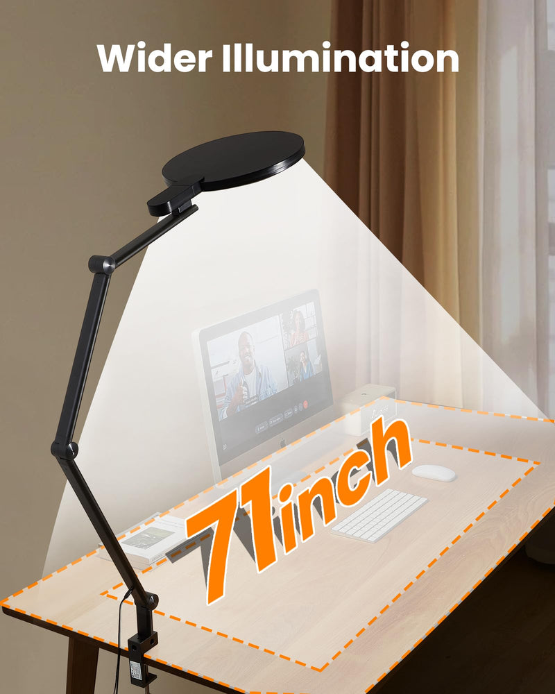 Video Conference Lighting for Computer, Adjustable 5 Color Temperature 5 Brightness, Dimmable LED Desk Ring Light for Video Calls, Zoom Lighting with Memory & Timer Func,CRI 97