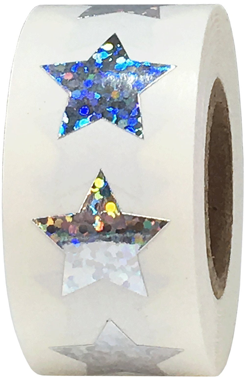 Silver Holographic Sparkle Star Shape Stickers Teacher Supplies 3/4 Inch 500 Adhesive Labels