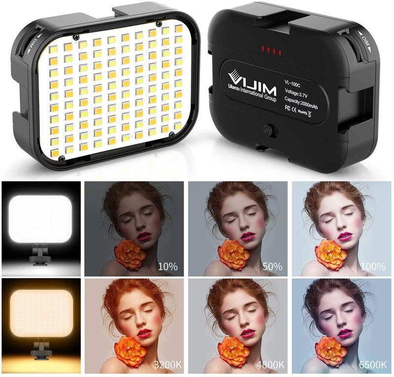 2 Pack VIJIM VL100C Bi-Color LED Video Light on Camera,Mini Rechargeable 2000mAh LED Camera Lights,CRI95+ Dimmable 2500-6500K Ultra Bright Photo and Video Lighting,LED Fill Lamp VL100C*2