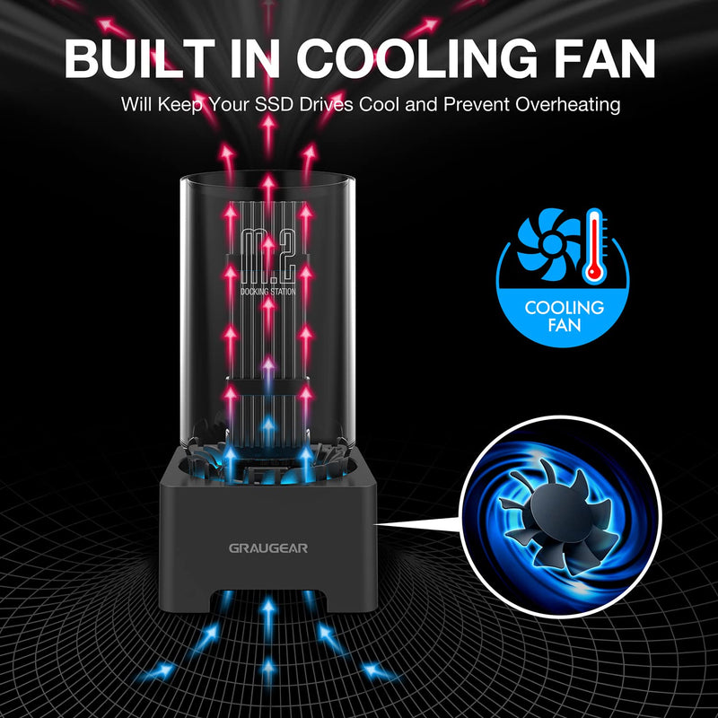 GRAUGEAR M.2 External Cases Bundle: NVMe/SATA SSD Docking Station With Built-in Cooling Fan and NVMe SSD Enclosure With RGB Light Strips