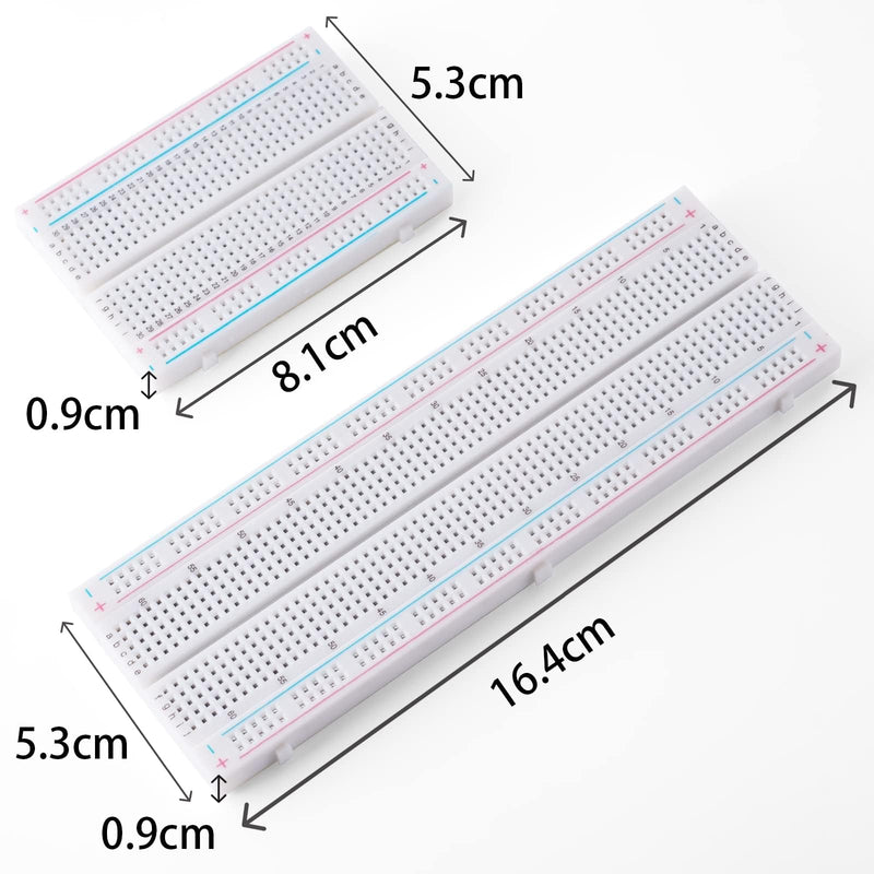 Breadboard Jumper Wire Cable Breadboard Set 1 x 830 + 1 x 400 Breadboard + 65 Pieces Jumper Cable Flexible + 140 Pieces Jumper Wire Set (2-125 mm) + 1 x Tweezers Pack of 1