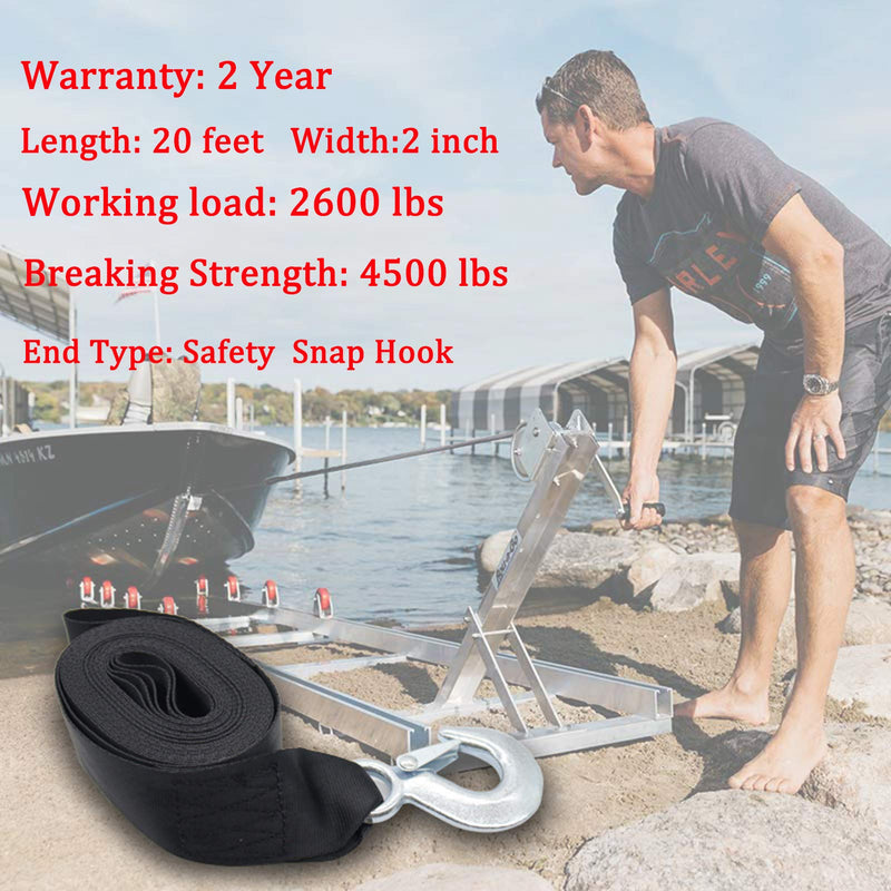 Marine Boat Trailer Winch Strap with Hook, Marine Winch Strap Replacement for Boat Jet Ski Loading, Launching and Retrieving ¡­