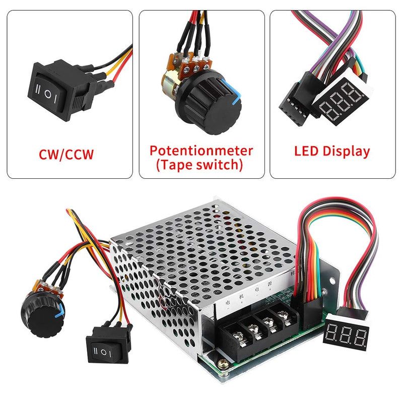 DC Motor Speed Controller, DC10V-55V PWM Reversible and Adjustable Stepless Regulator Brushed DC Motor Speed Controller with Display