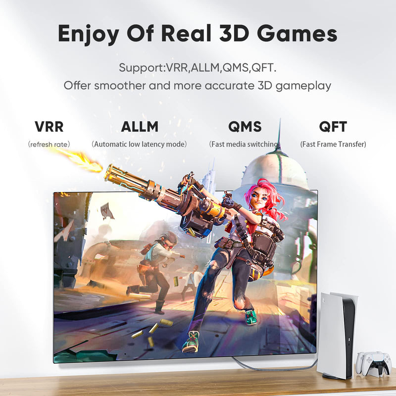 ARISKEEN 8K HDMI 2.1 Cable 10M, Ultra HD 48Gbps High Speed Nylon Braided HDMI Cable, Supports 8K@60HZ, 4K@120Hz, eARC HDR10, Compatible with TV Xbox One PS4 PS5 Switch Monitor DVD Laptop 1 piece
