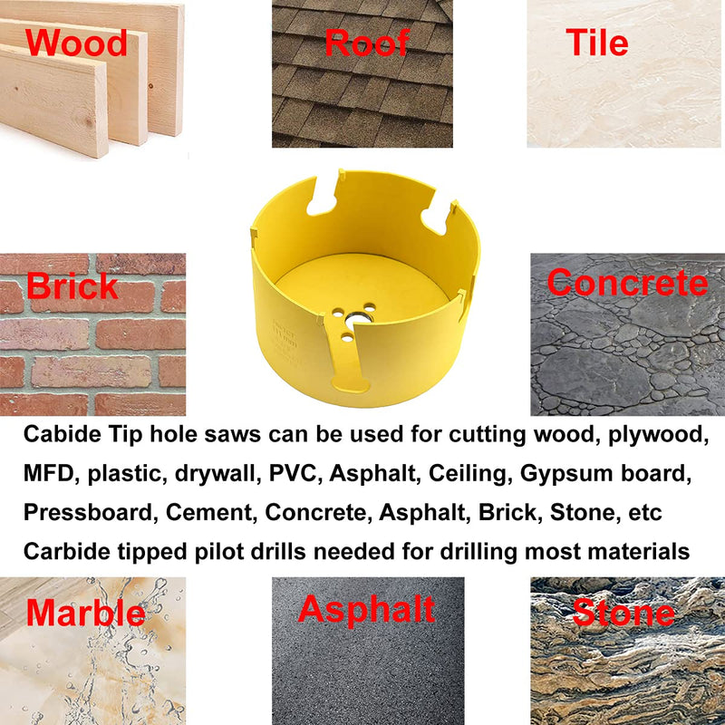 MaxTool 4-1/2" TCT Hole Saw 114mm Carbide Tip Holesaw 2.25" Deep with 5/8-18 Thread for Cut Asphalt Brick Concrete MDF Tough Material; CT00Y57R432 4-1/2"