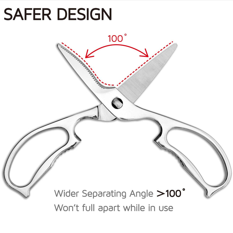 Come Apart Kitchen Shears by WELLSTAR, Multi-purpose Heavy Duty German Stainless Steel Food Scissors for Cutting Meat Poultry Chicken Vegetable, Durable One Piece Construction, Mirror Finish