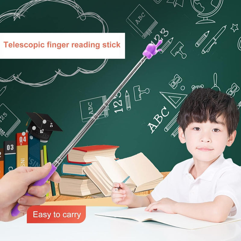 Purple Telescopic Teachers Pointer, Teaching Pointer Stick for Classroom, Metal Hand Retractable Pointer Extended Length 21.6 Inch, Handheld Presenter Whiteboard Pointer,Presentation Products