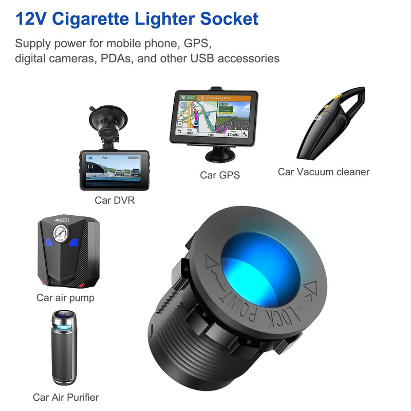 12V USB Outlet Boat Accessories Marine Switch Panel Plug, PD3.0 and Dual QC3.0 USB Ports Aluminum Car Charger with Voltmeter, Lighted 150W Cigarette Lighter Socket and Toggle Switch 3 in 1 DIY Kit