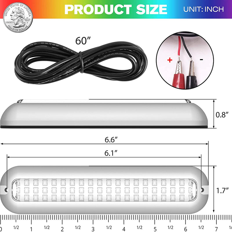 HUSUKU SOOP3 PRO 6.7" 2000LM 60LED Waterproof 316 Stainless Steel Trim Ring Boat High-Intensity LED Underwater Light Clear Lens Pontoon Marine/Boat Transom (Yellow) Yellow