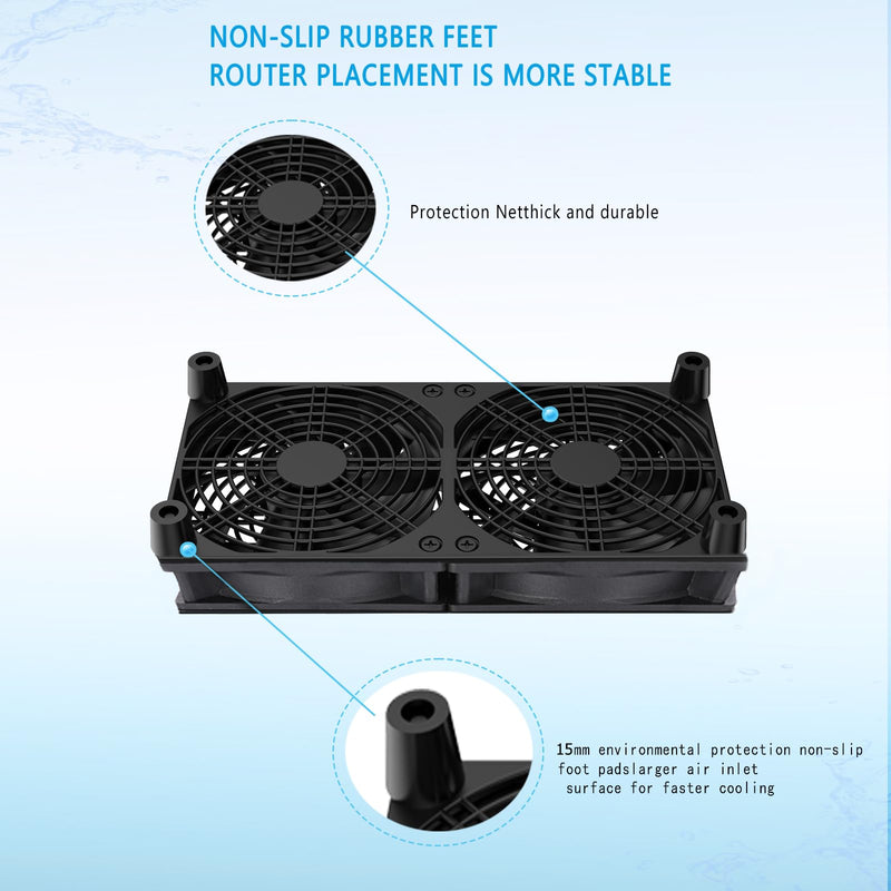 VTRETU Cooling Fan, Dual 120mm Fan for Router Rack DIY Audio Video Network Cabinet Server Cooling Project and Equipment Workstation Xbox PS5 Cooling Accessories 240 * 120 * 25mm 240mm