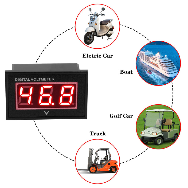 HUSUKU 12V 24V 36V 48V LED Digital Volt Meter Battery Meter Gauge led Voltage Display for Golf Cart Club Car EZGO Yamaha (Red) Red