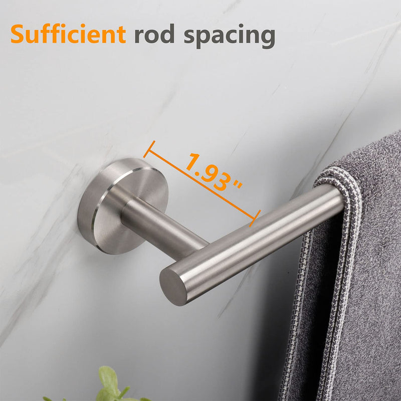TocTen Bath Towel Bar - 2 Pack Thicken SUS304 Stainless Steel Towel Rack for Bathroom, Bathroom Hardware Accessories Towel Rod Heavy Duty Wall Mounted Towel Holder (16 Inch, Brushed Nickel) 16 IN 2 PACK
