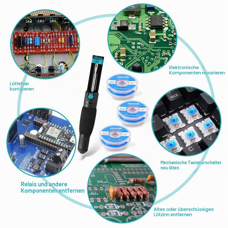 SIQUK 7 Pieces Desoldering Pump and Solder Wick Kit with 1 Piece Desoldering Pump and 6 Pieces Solder Wick for Removing Solder Wicks