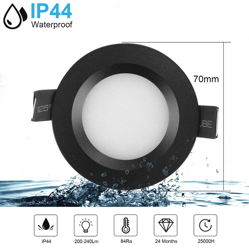 Gr4tec LED recessed spotlight 12V flat, 4 x spot LED dimmable IP44 3W warm white 3000K 84Ra, black cabinet light 12mm ultra flat, ceiling spots LED hole 58-62mm for motorhome caravan wardrobe black/4 x recessed spotlights (without transformer)