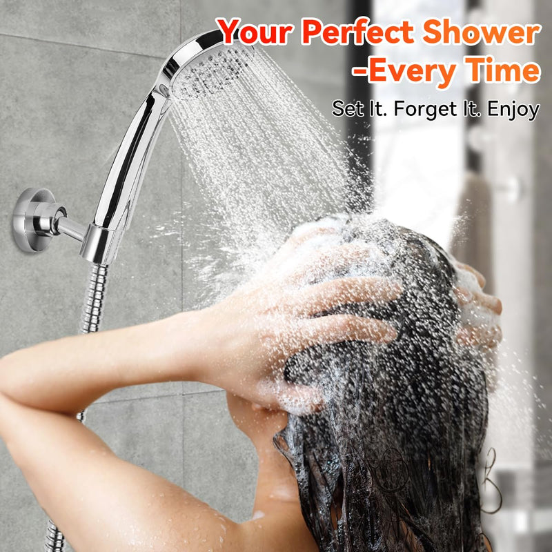 Shower Head Holder All Metal Handheld Shower Wand Bracket Adjustable Handheld Shower Head Holder Wall Mount Shower Wand Bracket Polished Chrome Finish
