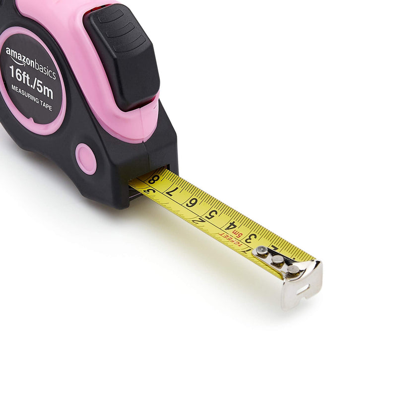 Amazon Basics 16ft Pink Tape Measure 5 m