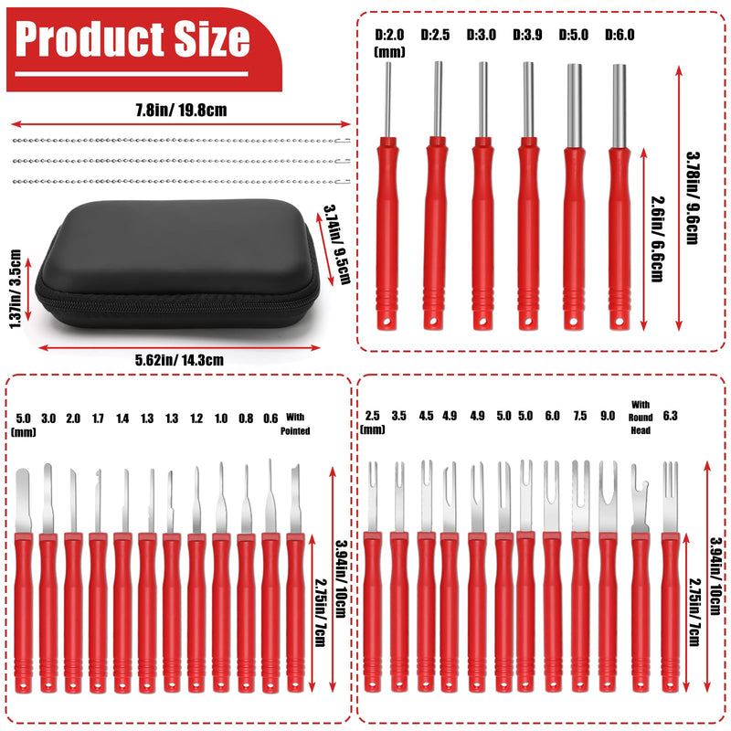 30+4P Terminal Pin Removal Tool Kit, Electrical Connector Depinning Tool Terminal Pin Extractor Tool Kit Wire Terminal Release Tool for Car Household Devices Red