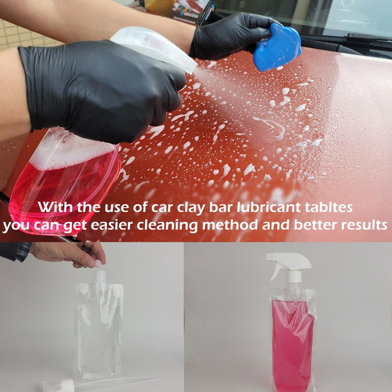 Car Clay Bars Auto Detailing 400g and Clay bar Lubricant Tablets 8 Pack(1pcs=16 oz) Clay bar kit,Include Portable Spray Bottle and Micro Fiber Towel,for Car Detailing Damage Free Cleaning 4ClayBars+8Lubricant Tablets+Spray Bottle+Towel