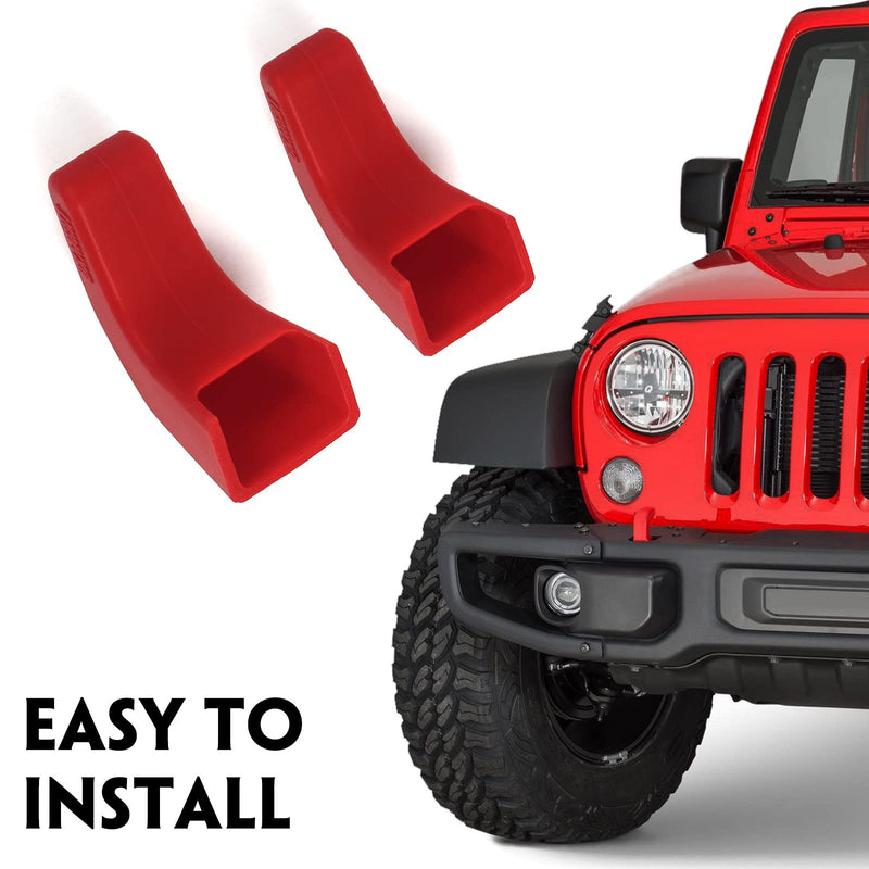 Factory Bumper Tow Hook Covers (Upgrade) for Jeep Wrangler JK JL Gladiator TJ, Red Tow Hook Protector Jeep Wrangler Accessories 2007-2022