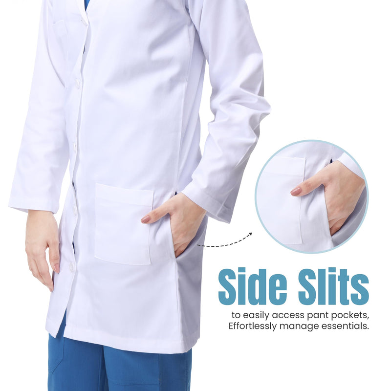 NY Threads Professional White Lab Coat for Women, Long Sleeve Medical Coat Large (Pack of 2) White/White