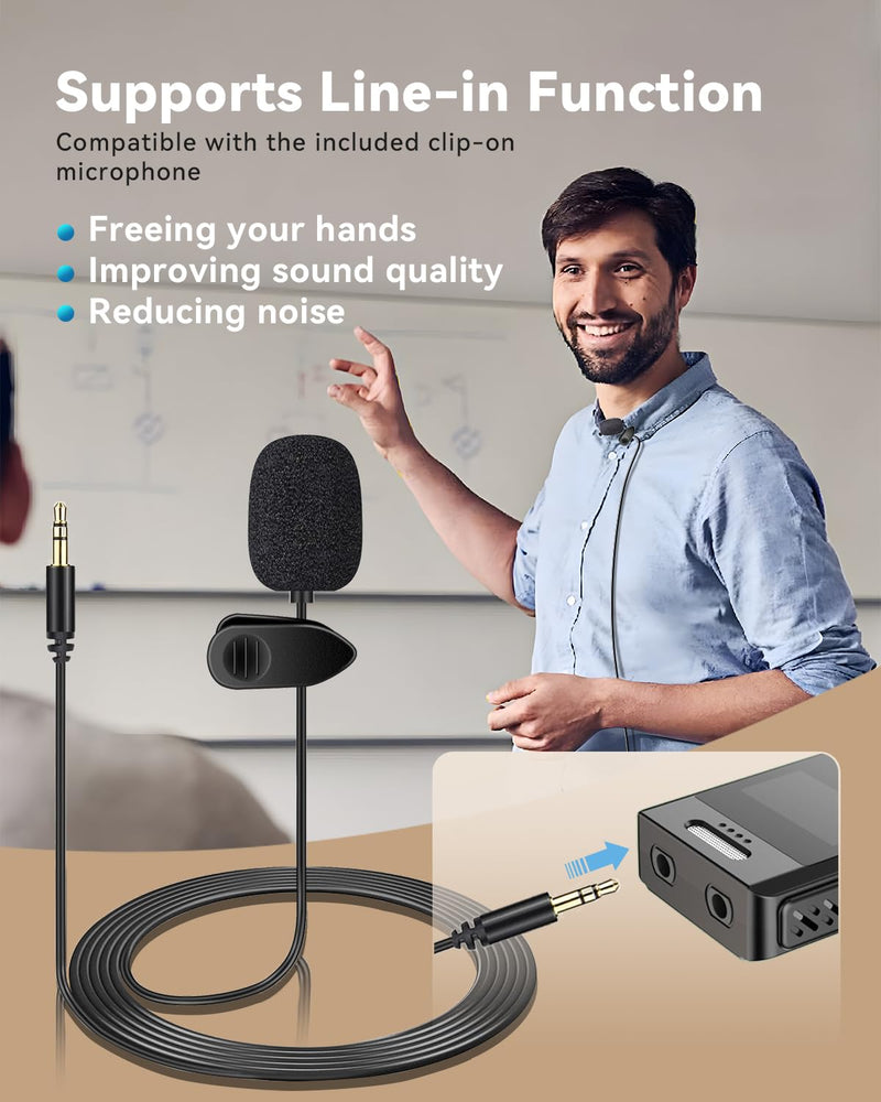 64GB Digital Voice Recorder,Voice Activated Recorder with Playback,Voice Recorder for Lectures,HD Dual Mic Tape Recording Device,Sound Audio Recorder with Line-in