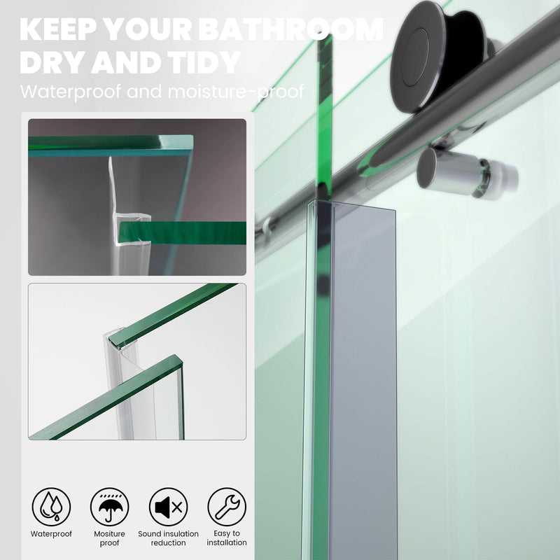 Shower Glass Door Seal Strip, 2 Pack 78 Inch Long Shower Door Side Bottom Seal Strip for 5/16" (8mm) Thick Glass Door, Shower Door Sweep to Stop Water Leaks F-shape,for 8mm glass,78 inch long