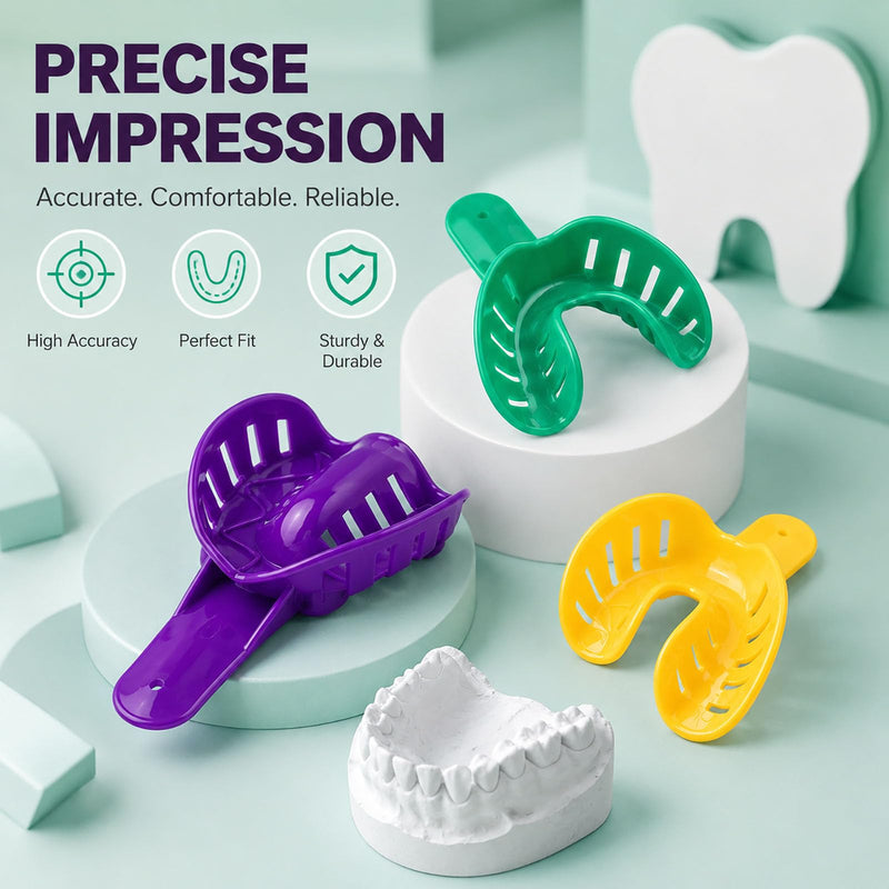 Dental Trays Set for Adults and Children, Plastic Dental Trays, Pack of 12 | Whitening Teeth Whitening Splint, Perforated Impression Spoon, Precision Imprint Set for Teeth & Dental Impression