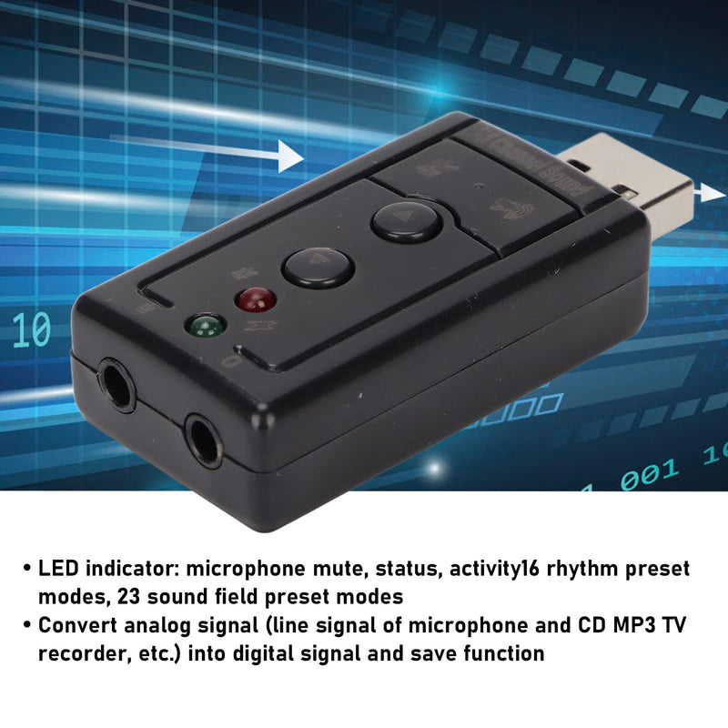 7.1 Channel USB External Sound Audio Adapter Laptop PC Sound Built in Amplifier and Volume Controls with 3.5MM Ports and Microphone for Wins/for Android