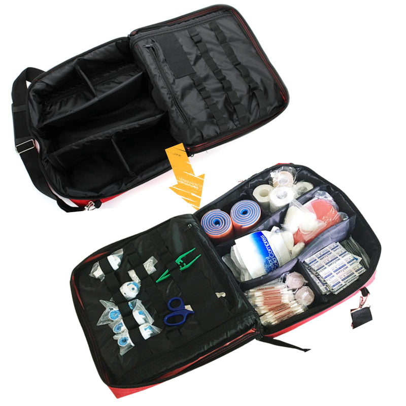 Empty First Aid Bag, Medical Bag, Emergency Bag, Sanitary Bag for Home Care, Vitamins, Doctor, Travel & Emergency, Red