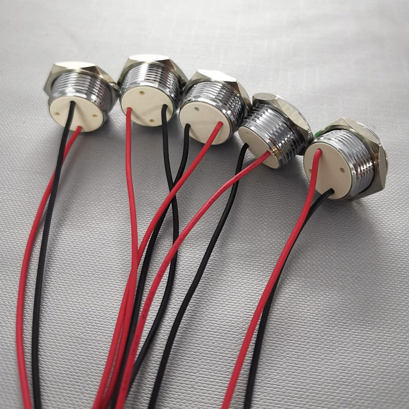 Gebildet 5pcs 12V-24V 20mA Energy Saving Indicator Metal Indicator Lamp Waterproof Signal Lamp Hole Size 16mm White/Blue/Red/Green/Orange LED (Spherical Surface Head) Red/Blue/Green/White/Orange (12v-24v）