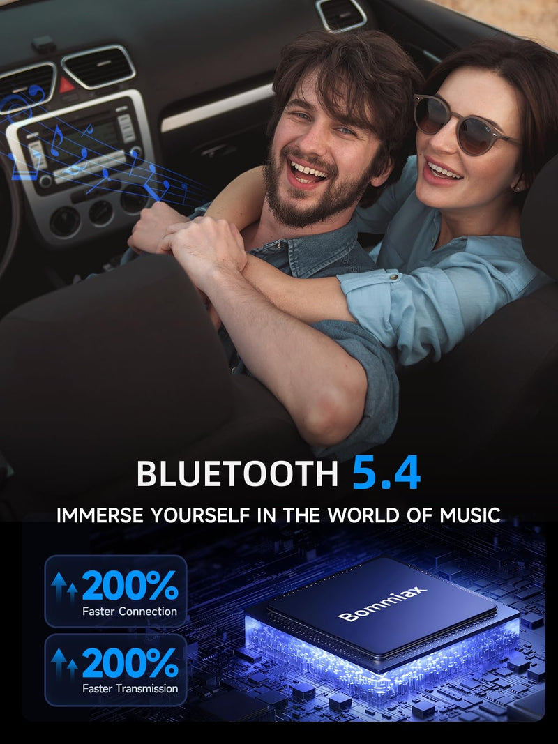 77W Bluetooth 5.4 FM Transmitter Car Adapter [PD3.0 65W+12W Fast Charging] Bluetooth Car Adapter [Deep Bass&Lossless Call Sound] Radio Bluetooth Transmitter for Car HiFi Mic & Colors LED Display
