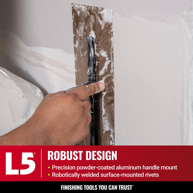 LEVEL5 12" x 4.75" 0.7 MM Flat Drywall Trowel | Triple-Hardened Stainless Steel, High-Impact Handle | Sheetrock Gyprock Wall-Board Plasterboard | 4-961 12"