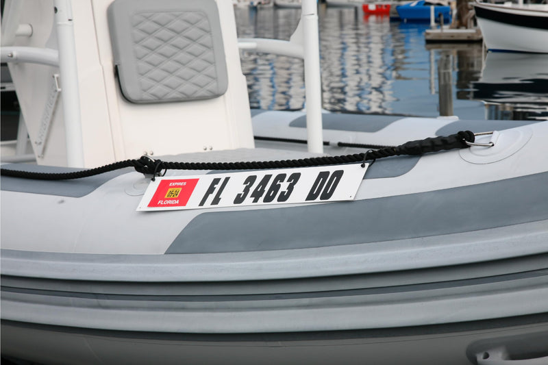Hardline Products USA Marine Registration Plate Kit for Inflatable Boats & Ribs – 4” x 24” ABS Plastic Mounting Boards with Zip Ties – Saltwater Resistant – Made in USA (Pair)