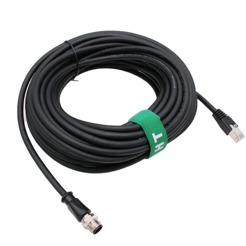 HangTon Ethernet Cable M12 D-Code 4 Pin to RJ45 Cat6 for Datalogic 210N Scanner Sick Sensor Camera Profinet EtherCAT Network Automation Black PVC 7m