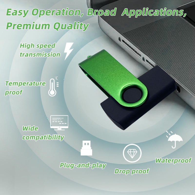 2GB 20 Pack USB 2.0 Flash Drives,XUANREG Thumb USB Drives with 20 Pack Lanyards Green Flash Drive Bulk (2GB,20PCS) 2GB 2.0 Green-20PCS