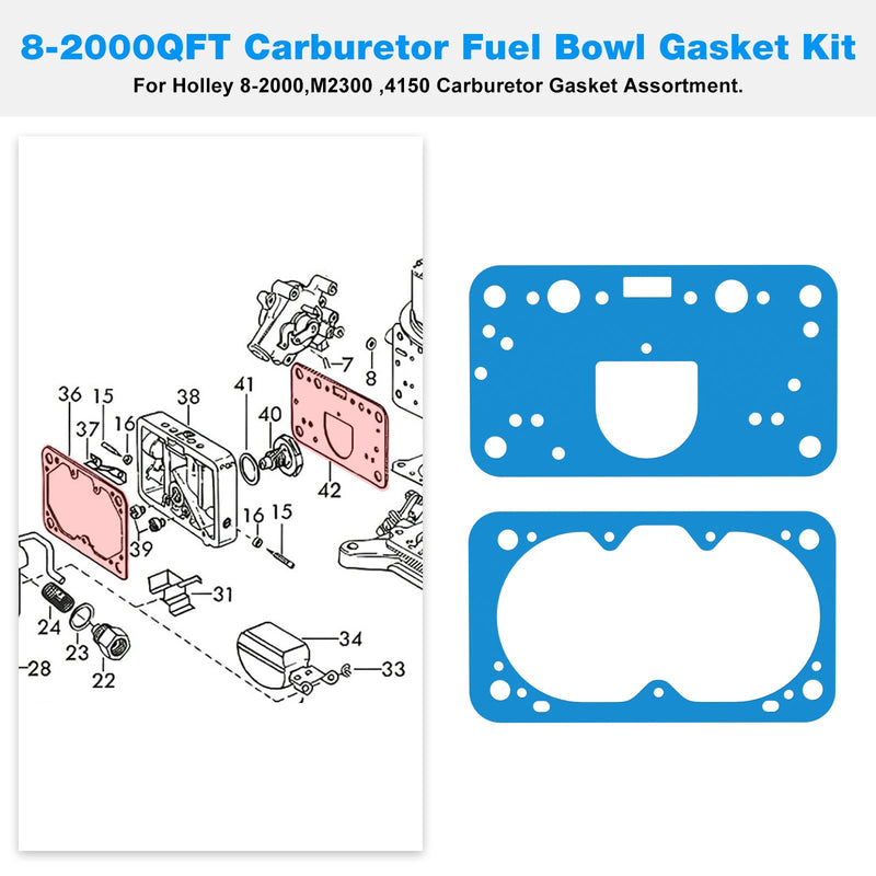 4150 Carburetor Gasket Kit for Holley Carburetors 8-2000QFT 8-2000 M2300 Fits Holley Carburetor Fuel Bowl Gasket Kit