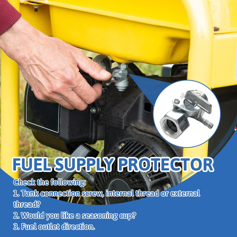 Generator Fuel Tank Petcock Valve Kit, Female Thread Oil Switch Shut off Valve with Inline Fuel Filters Compatible with Predator 4000 4375 6500 8750 9000 Champion ETQ (M16×1.5mm)