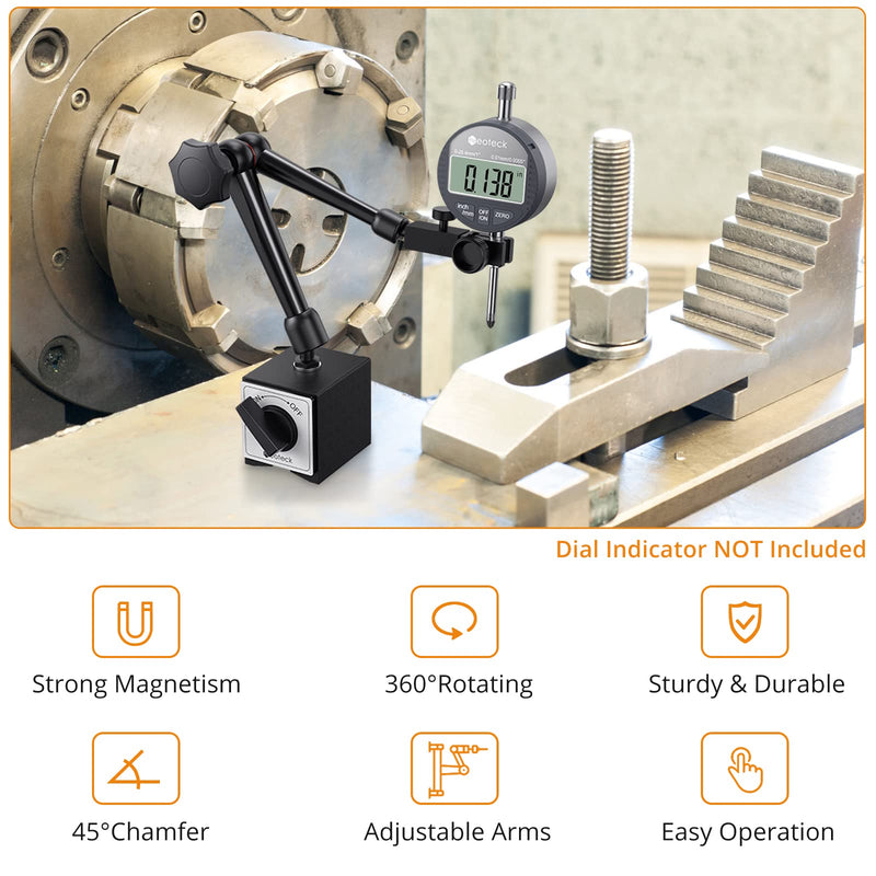 Neoteck Magnetic Tripod Measuring Stand for Dial Indicator with Central Clamping Magnetic Dial Indicator Base Made of Steel Stand Holder Measuring Tripod (80kg Max. Tensile Force)