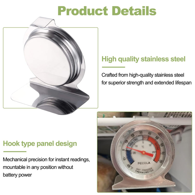 12 Pack Refrigerator Freezer Thermometer Classic Large Dial Fridge Thermometer Stainless Steel Kitchen Cooking Thermometers with Red Indicator -20 ℉ to 80 ℉/ -30 ℃ to 30 ℃