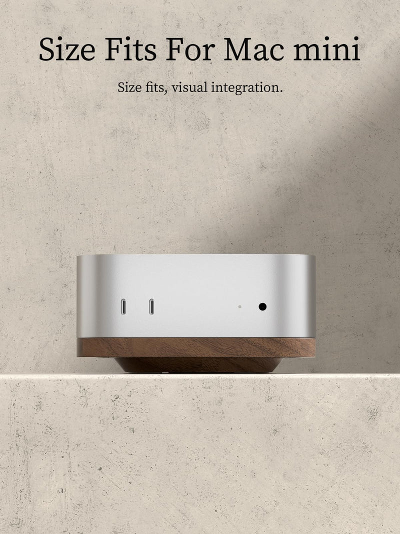 Hagibis Mac Mini Stand, Black Walnut Desktop Stand Dustproof Laptop Holder Cooling Heat Disspation Mount for Mac Mini M4 Pro 2024 (MMP04) MMP04