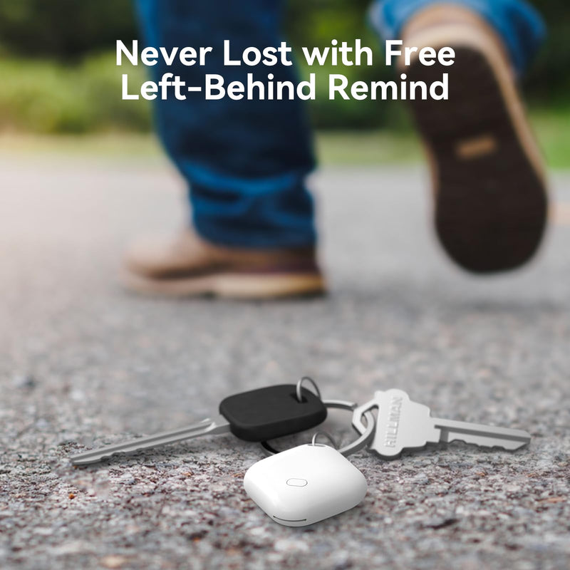 Key Finder, Luggage Tracker Works with Apple Find My (iOS only), Replaceable Battery, Water-Resistant, Bluetooth Item Finder for Wallet, Bags, Suitcase, Pets & Backpack, 4 Pack White