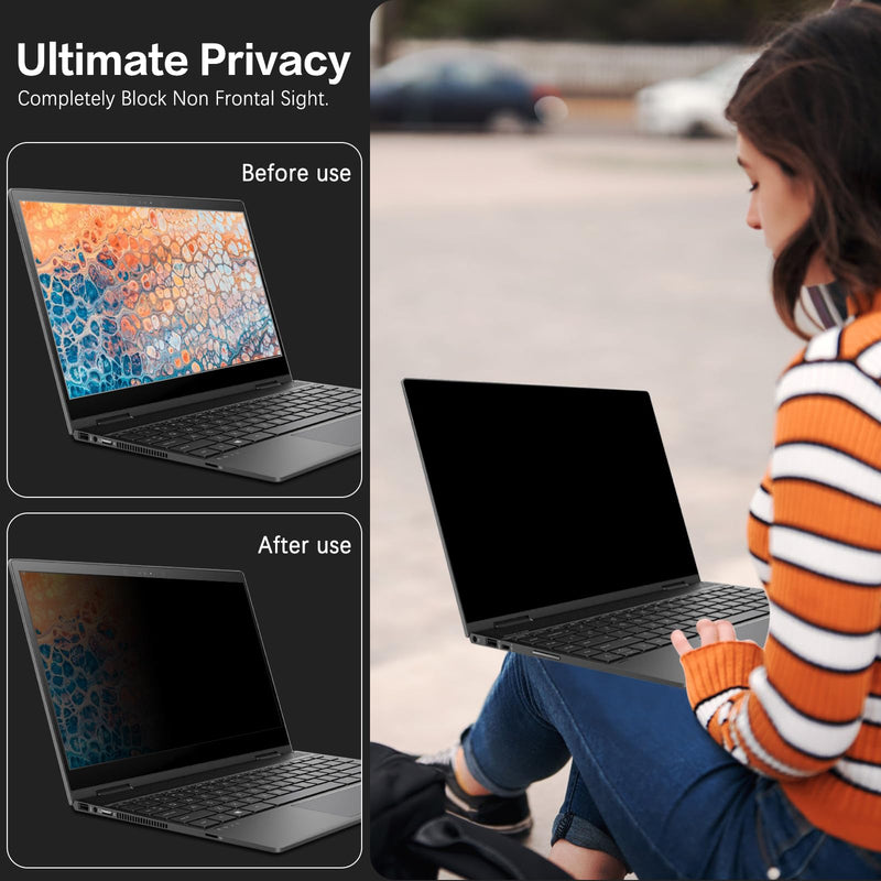 Laptop Privacy Screen 15.6 Inch 16:9 Aspect Ratio, Laptop Screen Privacy Shield Compatible With Lenovo Hp Dell Acer Asus Thinkpad Envy Xps, Removable Anti Glare Blue Light Computer Filter Protector Laptop 15.6 Inch 16:9